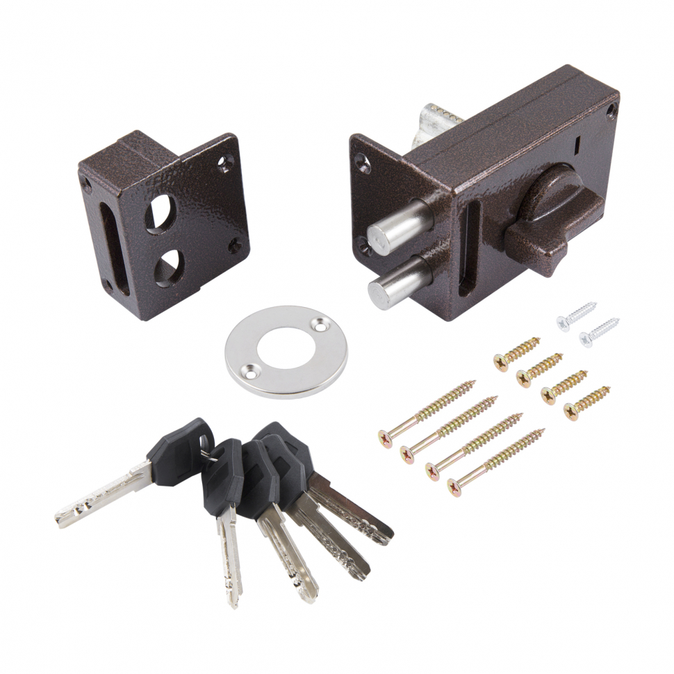 Замок накладной цилиндровый ЗН1-М1 КМЗ медь, 5 кл.