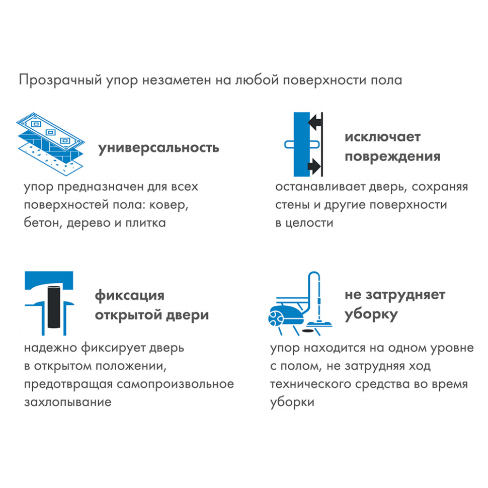 Упор дверной скрытый STELS TR Прозрачный