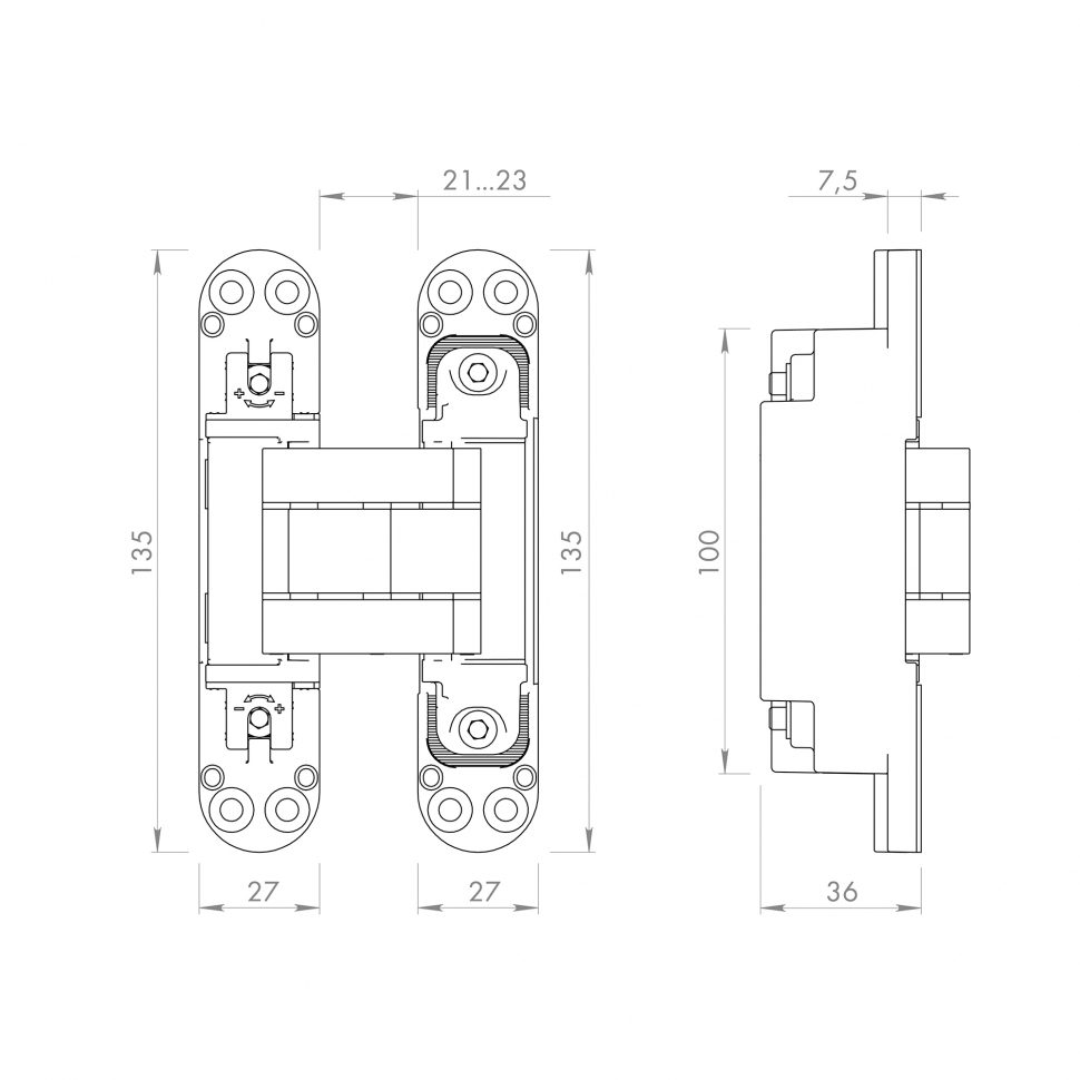 Петля скрытой установки U3D7803.VPG FSG флор. золото TECH