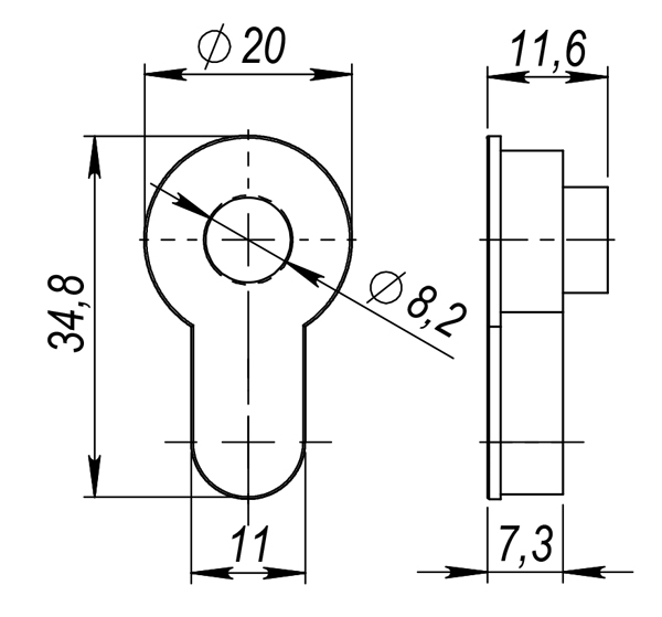 Вставка под шток ET.TANG.UNI (CYLINDER) SC-14 матовый хром