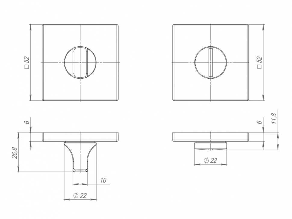 Ручка поворотная BK6.K.ARC.Q52 (BK6 ARC) GR-23 графит