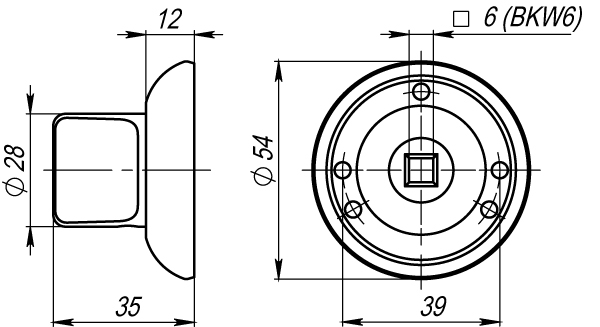 Ручка поворотная BKW6.R.LD54 (BKW6) CP-8 хром