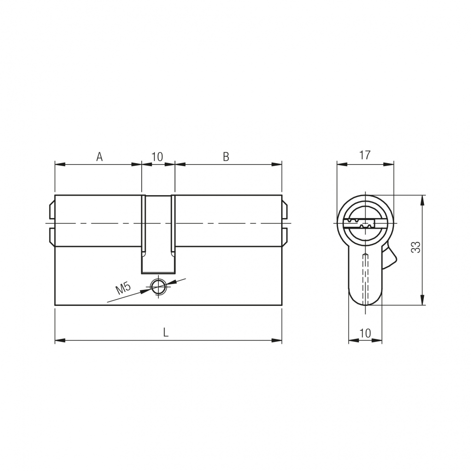 Цилиндровый механизм 164 SN/80 (30+10+40) mm никель 5 кл.