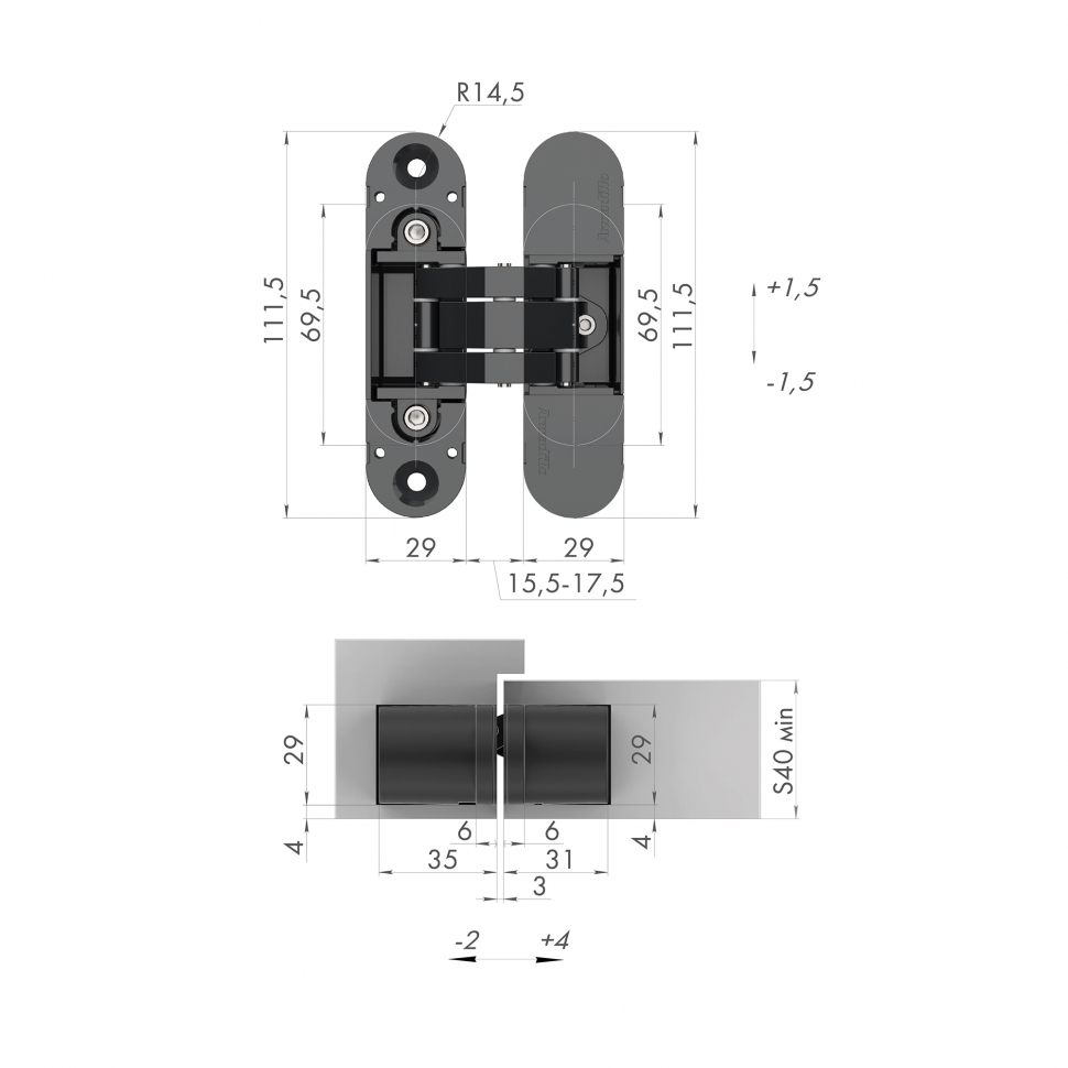 Петля скрытой установки U3D6000 CP (11160UN3D) хром
