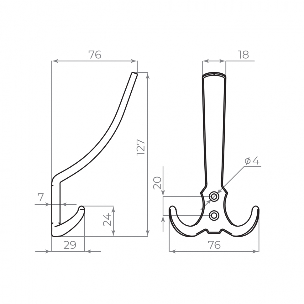 Крючок настенный MB-K-003 BN черный никель