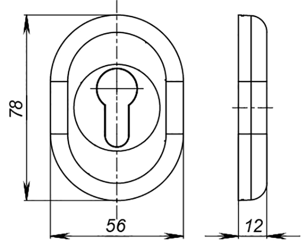 Накладка на цилиндр ESC.C/CRE/OV.12 (ESC-12C) CP хром (2шт. в уп.,отгр. по 1 шт.)