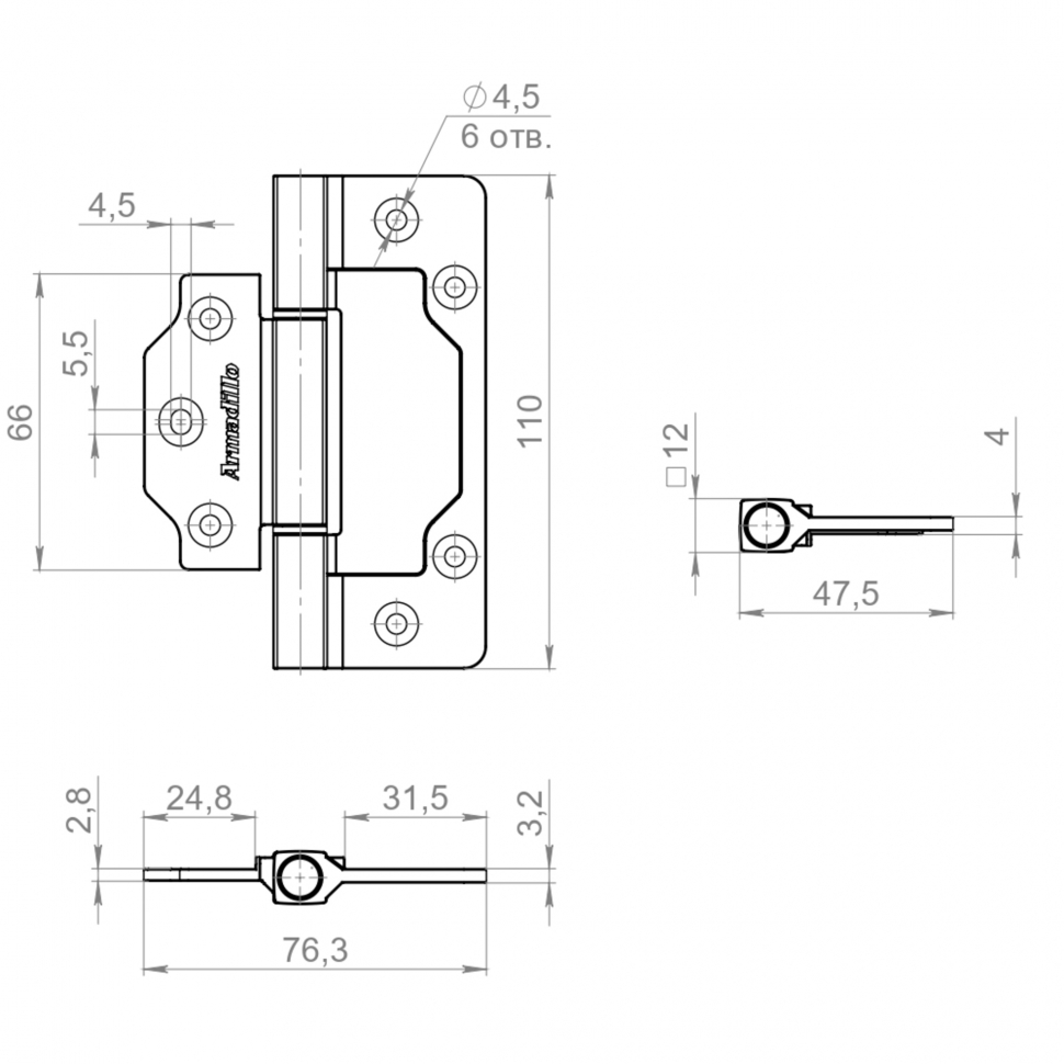 Петля универсальная без врезки IN4300.US MWSC итальянский тисненый