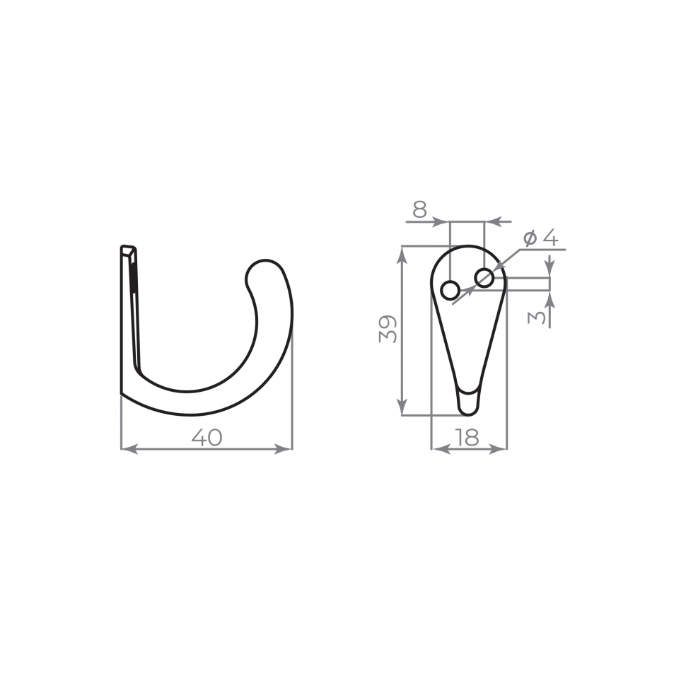 Крючок настенный MB-K-001 BN черный никель