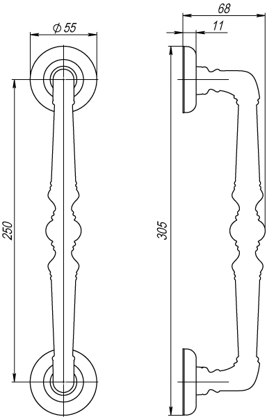 Ручка-скоба PULL.SM250.PALAZZO RB-10 (PALAZZO PULL SM) французское золото