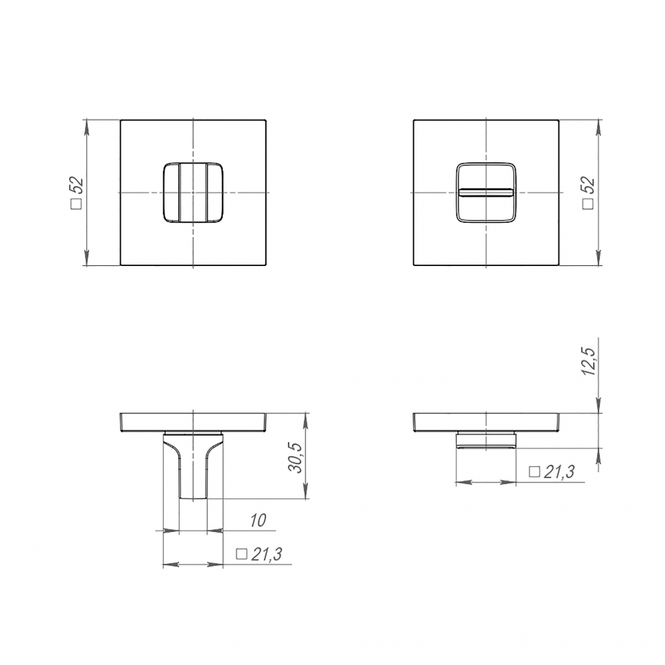 Ручка поворотная BK6.K.JS51 (BK6 JS) SN-3 матовый никель