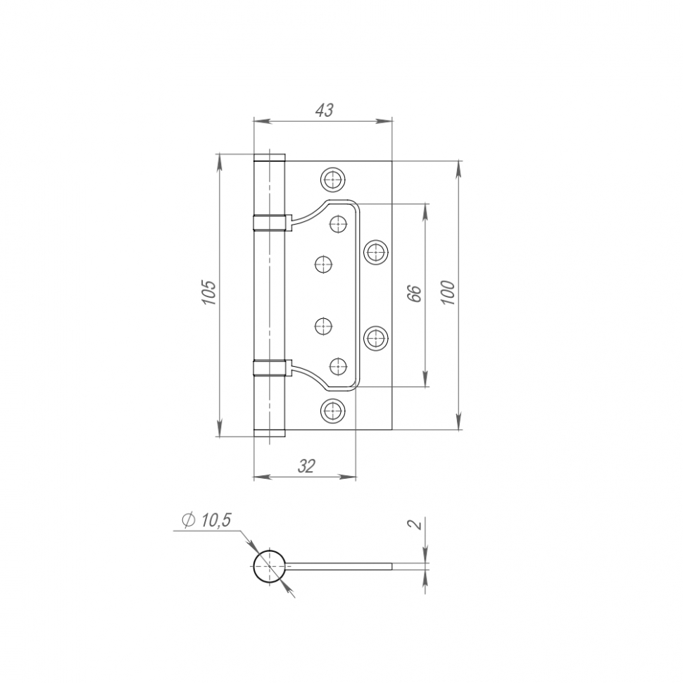 Петля универсальная без врезки IN4300W CP (300-2BB 100x2) (хром)