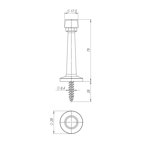 Упор дверной настенный STOPPER/15 (DS-15) BL-24 черный