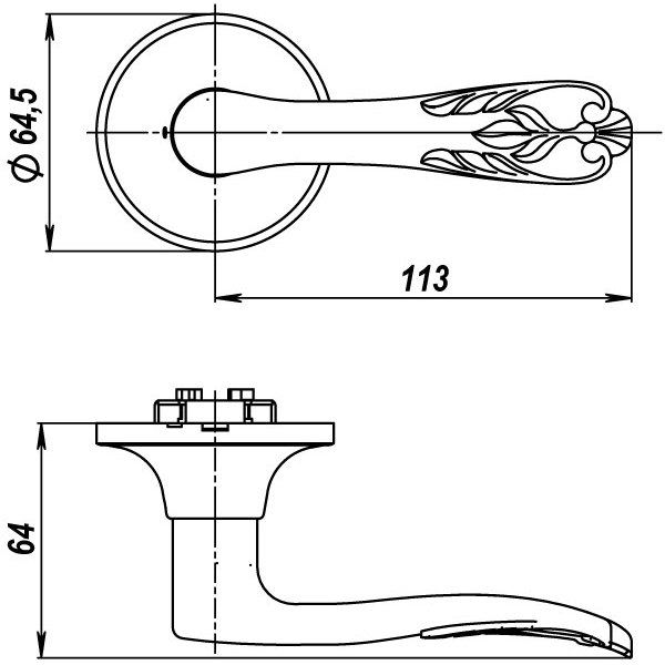 Ручка защелка DK633 MAB-BK (6033 MAB-B) (фик.) мат.бронза
