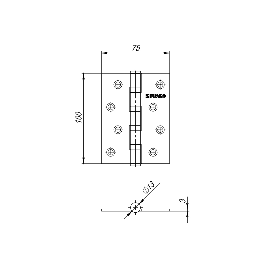 Петля универсальная IN6400U WAB (4BB 150x95x3) мат. бронза