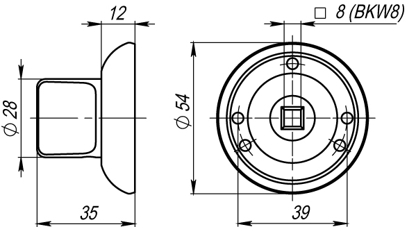 Ручка поворотная BKW8.R.LD54 (BKW8) SN/CP-3 матовый никель/хром