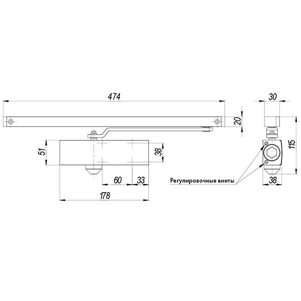 Доводчик дверной со скользящей тягой DCSLIDER85 (DCS-85) WH (белый)