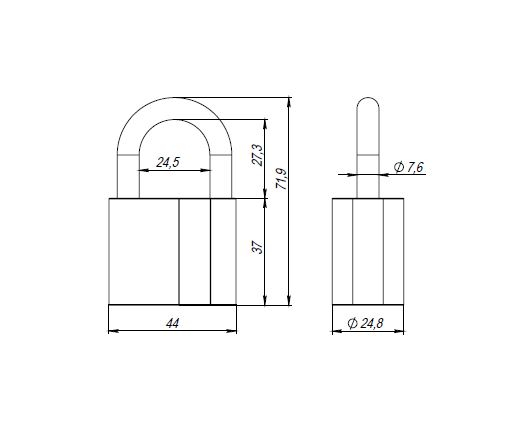 Замок навесной PD-4050 (PD-40-50) 3 fin key /коробка
