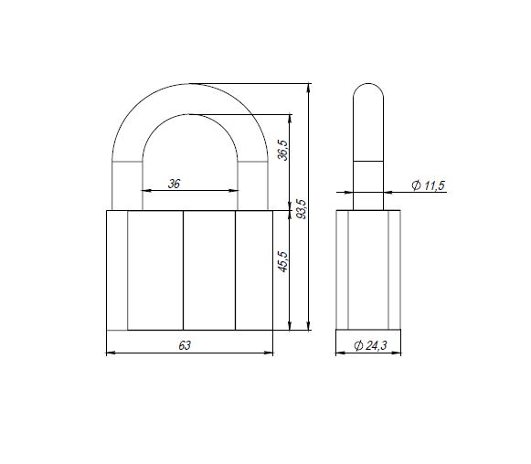 Замок навесной PD-4070 (PD-40-70) 3 fin key /коробка