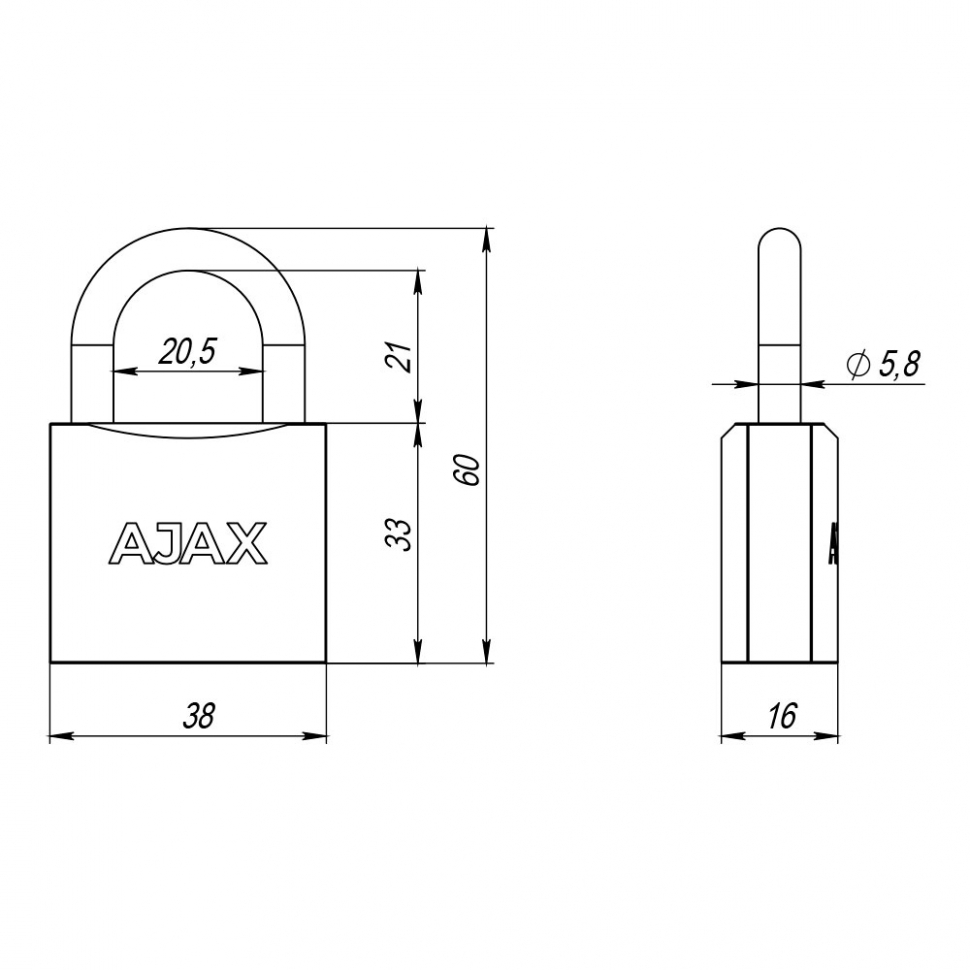 Замок навесной PD-0138 (PD-01-38) 3 key англ.