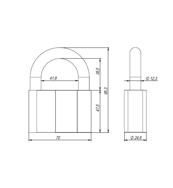 Замок навесной PD-4080 (PD-40-80) 3 fin key /коробка
