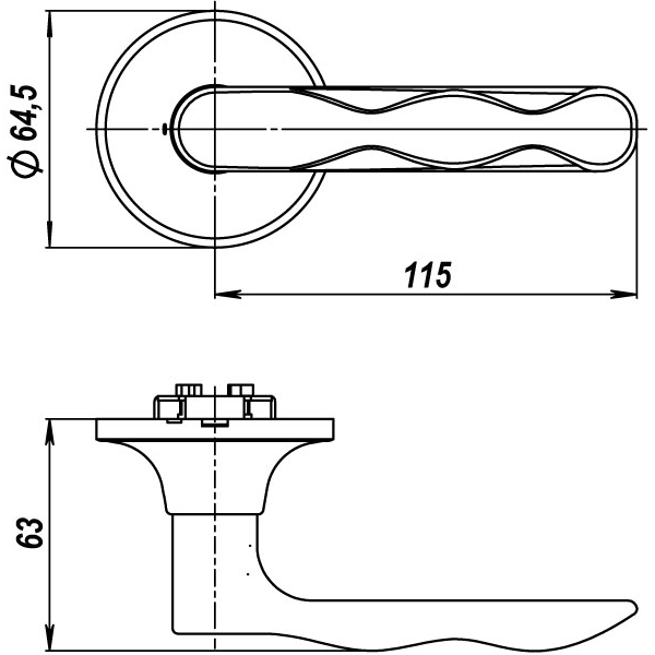 Ручка защелка DK624 AB-PS (6024 AB-P) (без фик.) бронза