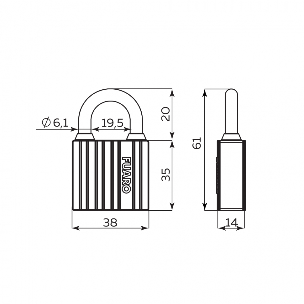 Замок навесной PL-UNI-0438 3key