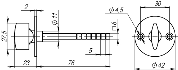 Ручка поворотная BK6.R.SB30 (SB-30/6) CP-8 хром