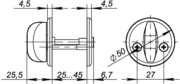 Ручка поворотная BK5x60.R.FIN001 (WC-001-CP) CP хром