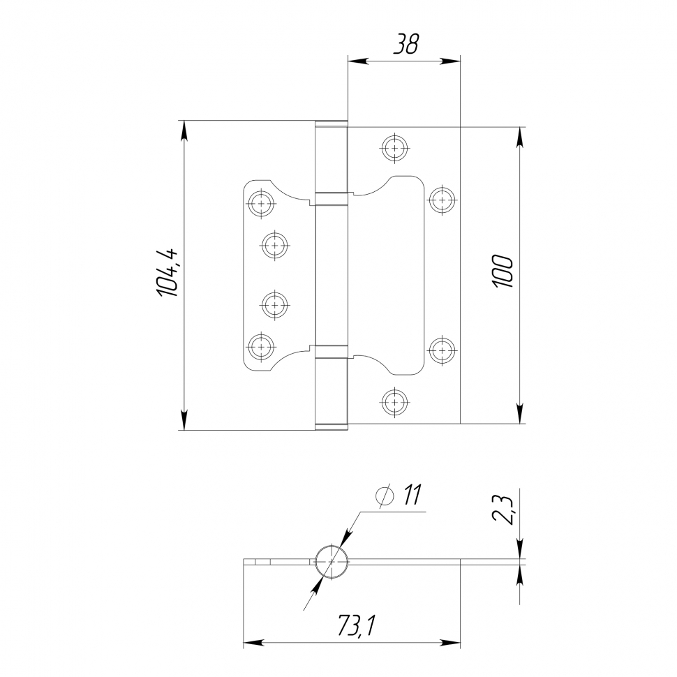 Петля универсальная без врезки IN4000W GR (100/P-2B 100x2,3) графит