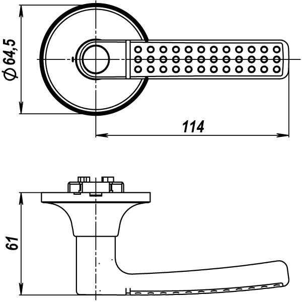 Ручка защелка DK626 PB-ET (6026 PB-E) (кл./фик.) золото