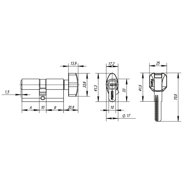 Цилиндровый механизм (Z402/90) Z4002Knob90(35+10+45) с вертушкой CP хром