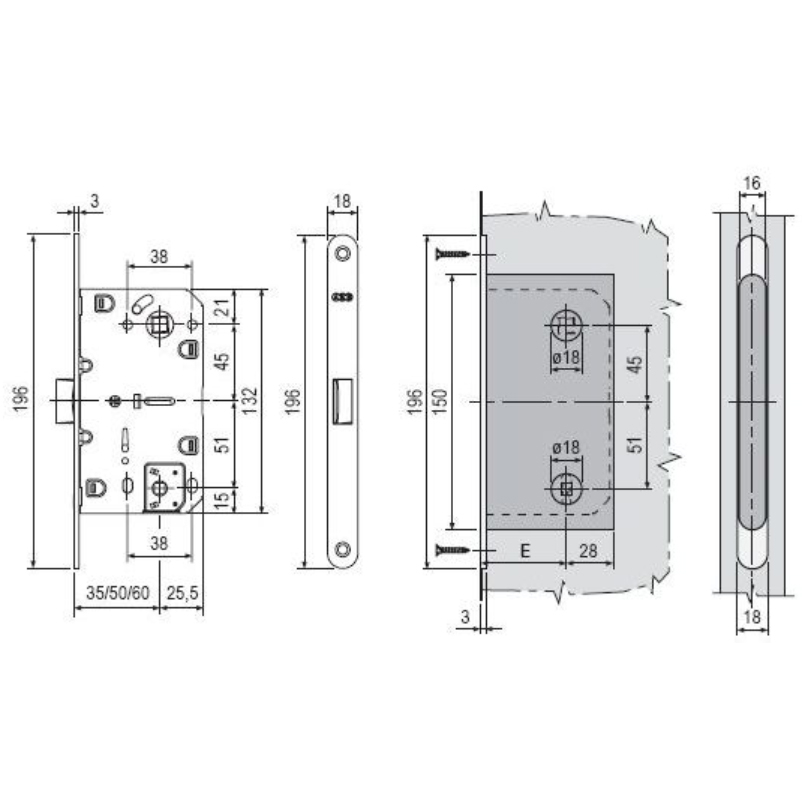 B01102.50.03.567 Защелка врезная WC (латунь) MEDIANA EV. (инд.упак+B01000.13)