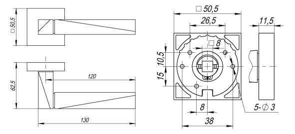 Ручка раздельная K.DM51.DIAMOND (DIAMOND DM) SN/CP-3 матовый никель/хром
