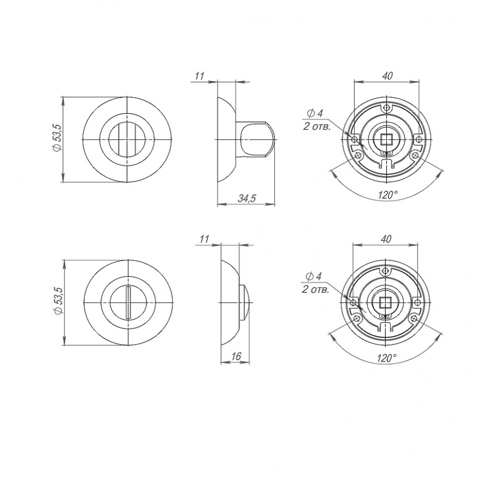 Ручка поворотная BK6.R.TL54 (BK6 TL) SG/GP-4 матовое золото/золото