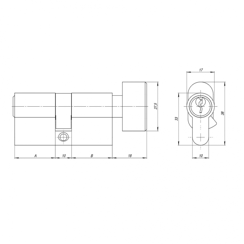 Цилиндровый механизм (AZ102/80) AZ1002Knob80 (30+10+40) CP хром