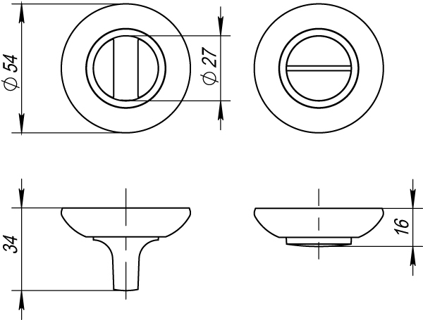 Ручка поворотная BK6.R.RM54 (BK6 RM) SN/CP-3 матовый никель/хром