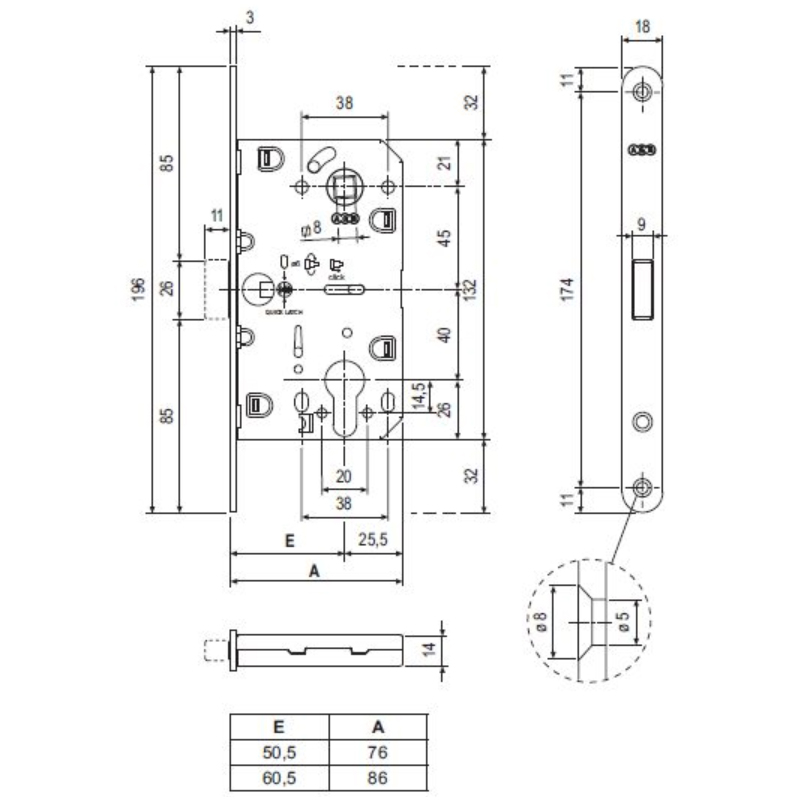 Корпус замка магнит. под цил. MEDIANA POLARIS B06103.50.34.567 с отв. планк B02402.05 (мат хр)