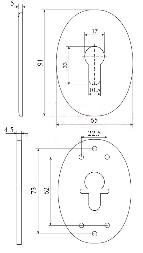 Декоративная накладка под цилиндр ESC 473 (90х65) СP ХРОМ