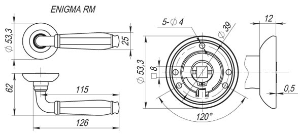 Ручка раздельная R.RM54.ENIGMA (ENIGMA RM) AB/GP-7 бронза/золото