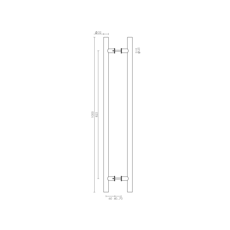 Ручка-скоба PULL.PH25/825.22 INOX 304 (PH-22-25/825-INOX)