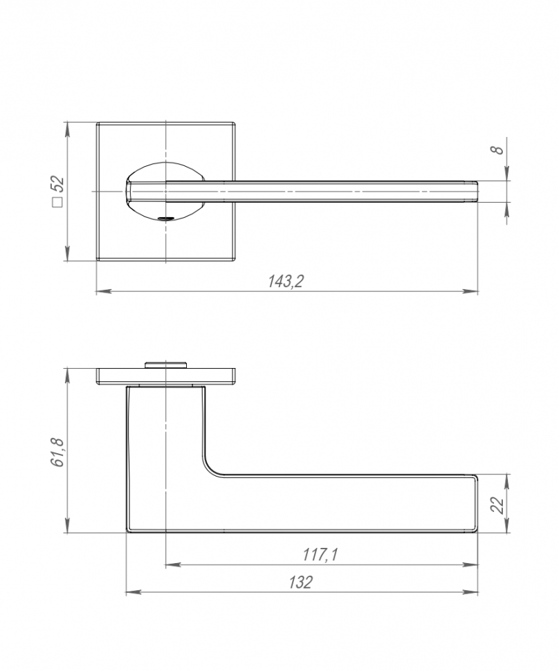 Ручка раздельная K.ARC.Q52.MAIN CP-8 хром