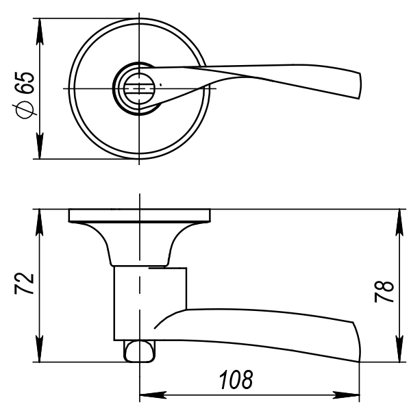 Ручка защелка DK610 BL-ET (6010 BL-E) (кл./фик.) черный