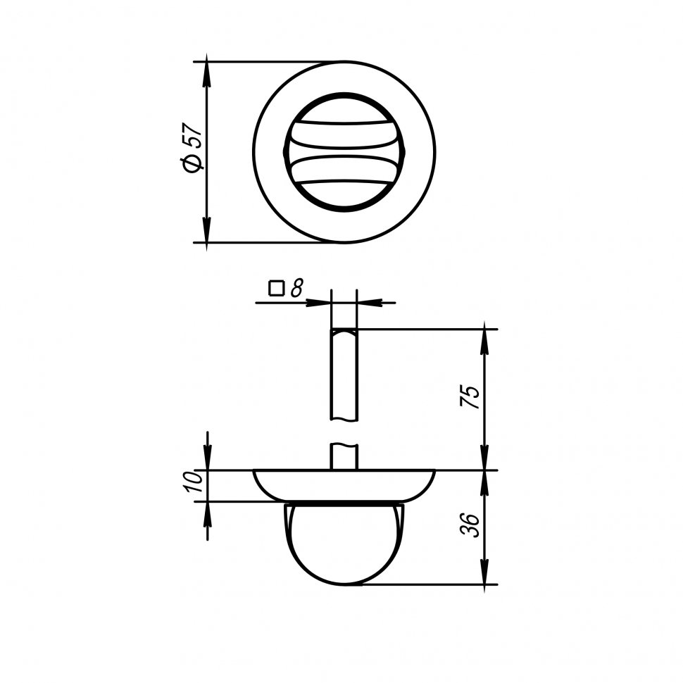 Ручка поворотная BKW8/75-0705 CP-8 хром