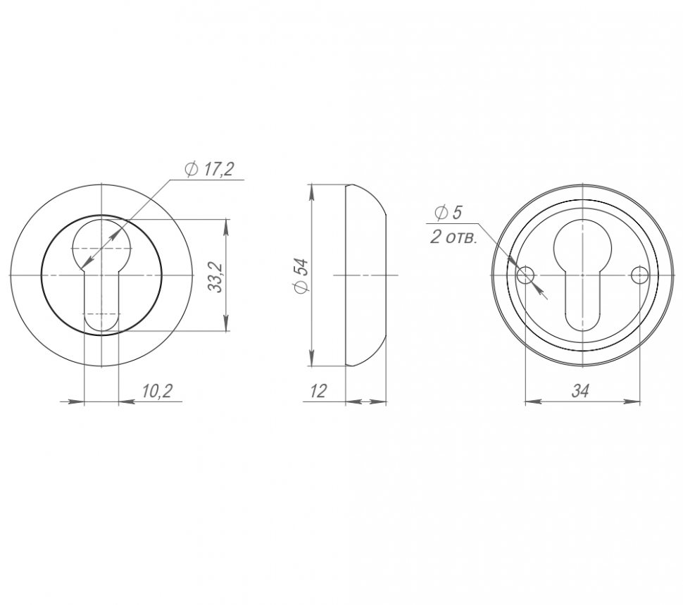 Накладка под цилиндр ET.R.LD54 (ET-1) SN/CP-3 матовый никель/хром