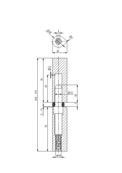Петля приварная D20x160 ADJ регулируемая