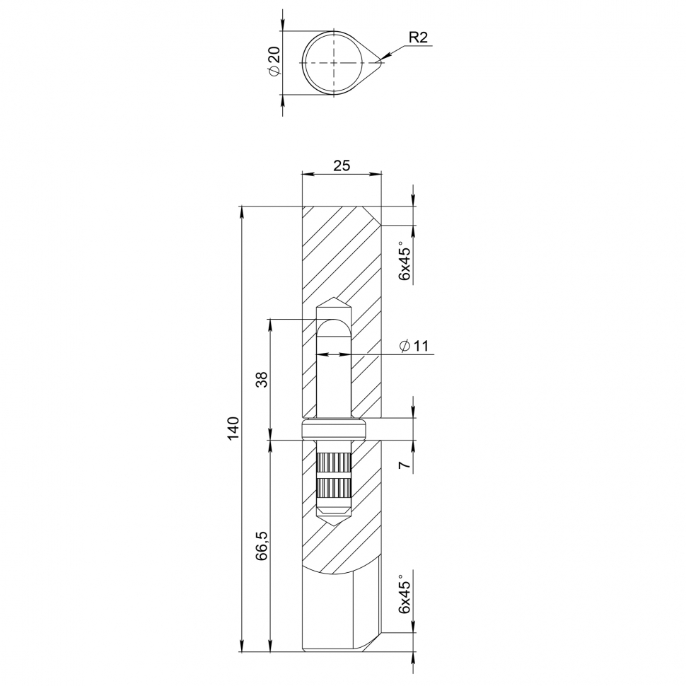 Петля приварная D20x140S (с фаской)
