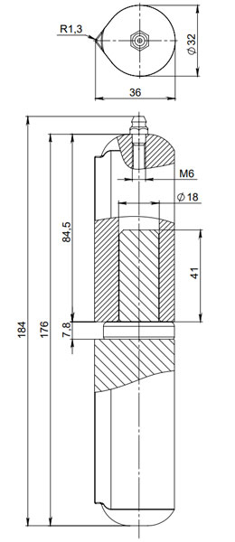 Петля приварная D32x180SM с масленкой