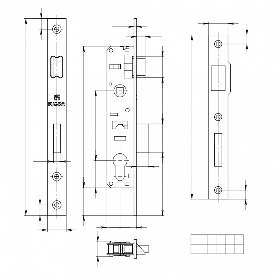 Корпус узкопрофильного замка с защелкой PROF153-25/85 (153-25/85) CP хром