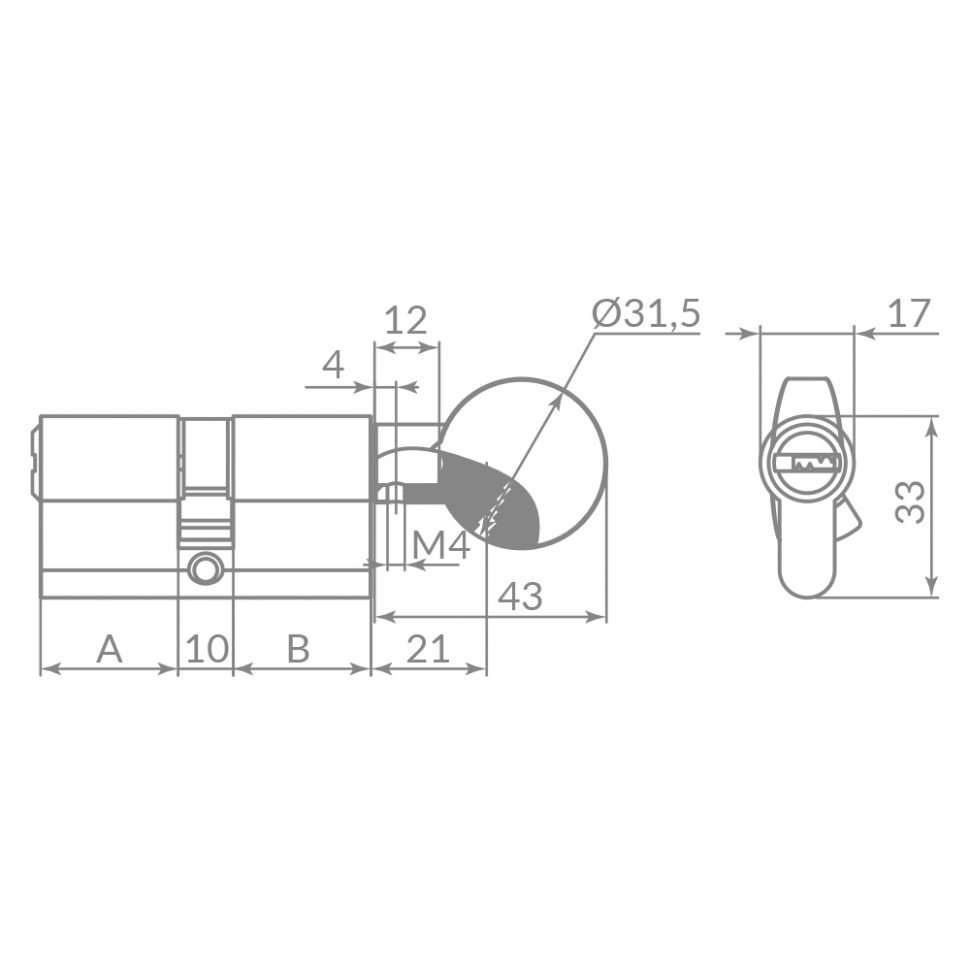 Цилиндровый механизм Z3002Knob60(25+10+25) с вертушкой CP хром