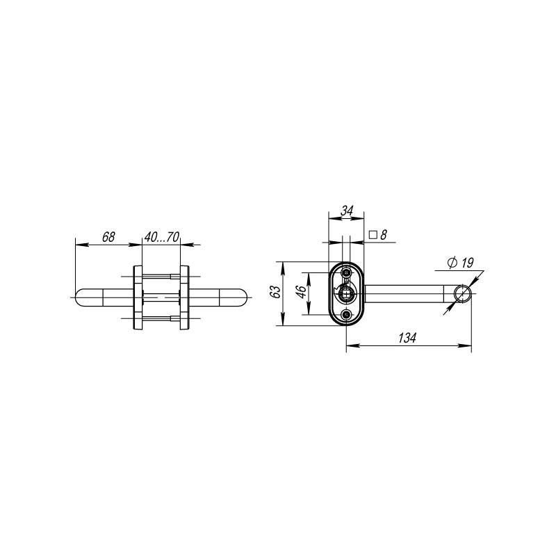 Ручка раздельная R.DSS304-0203P/19 (DSS-0203P/19) INOX 304